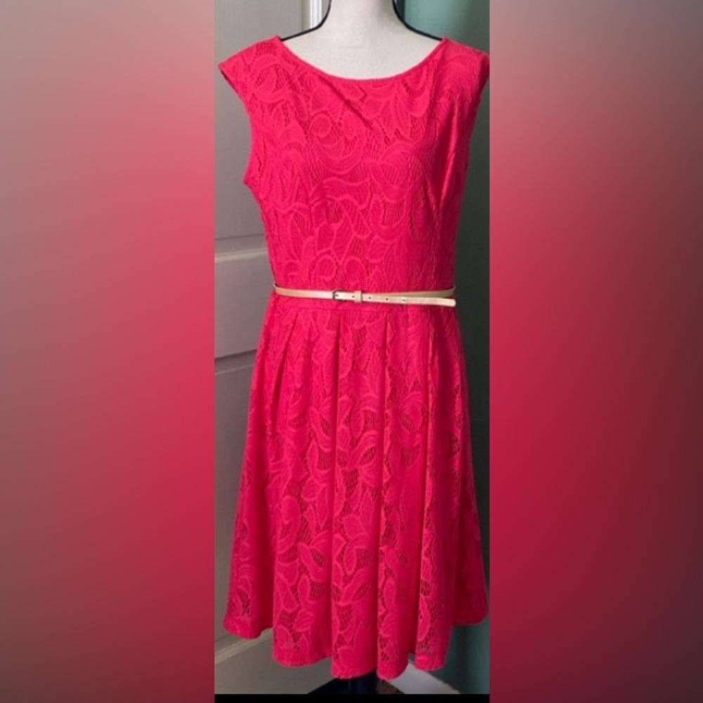 DB vintage red lace belted dress, size 14